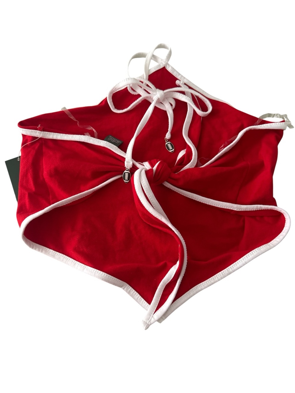 Women’s Game Day Red Cropped Halter Top with Football Charms NWT Host Pick - Picture 3 of 4
